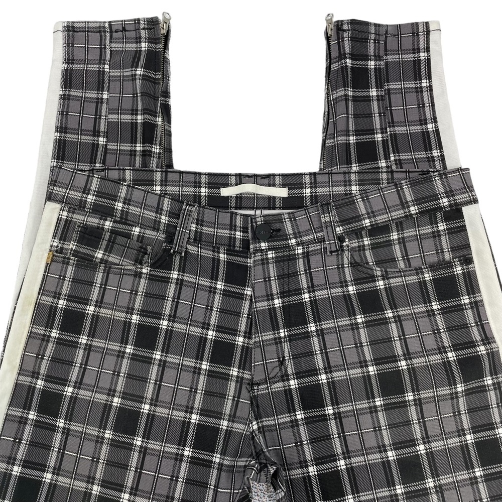 Golden Denim Rebel Black Plaid No Mercy Pants Tartan Jeans Ankle Zip Grunge 36